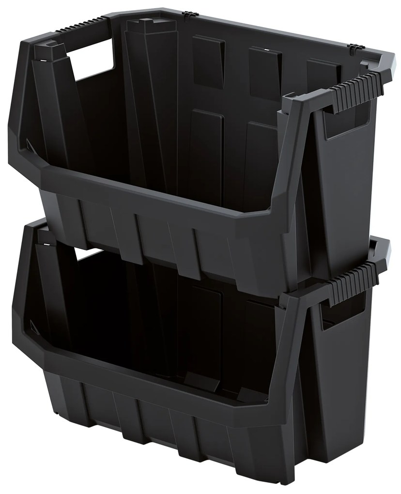 Prosperplast Dílenský úložný box se skosenou hranou HEAVY DUTY, černý 58x38x34 XL