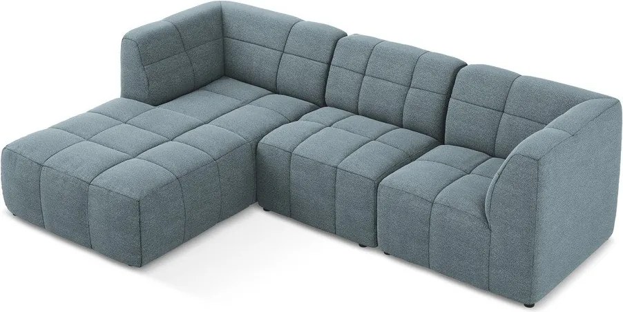 Modrá rohová pohovka z textílie buklé (ľavý roh/s leňoškou) Aloha – Makamii