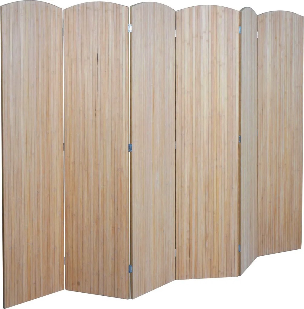 Bambusový paraván HWC-O30, deliaca stena, 6 panelov, 170 × 245 cm - hnedý