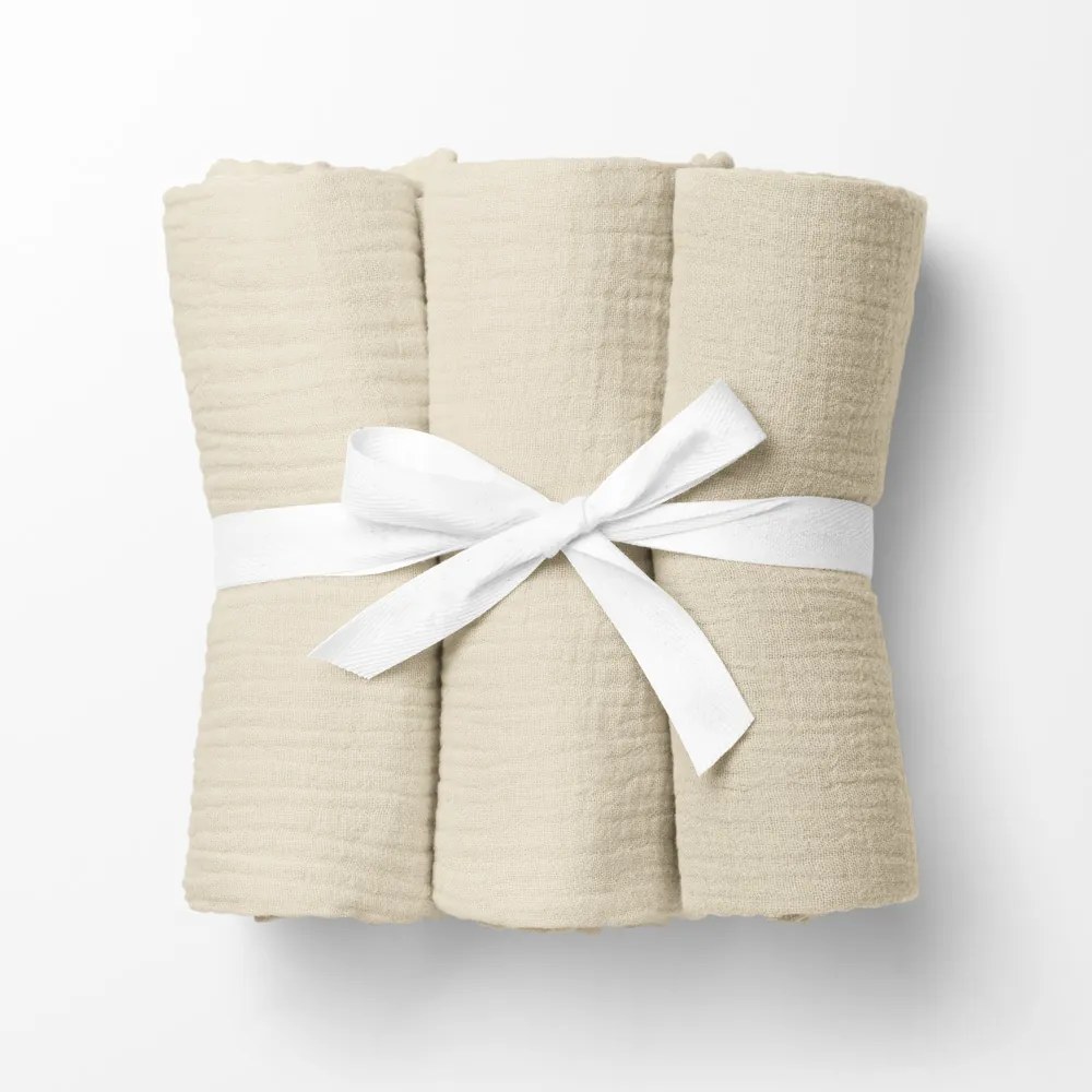 Biante Mušelínová plienka/dečka Nature MSN-080 Krémová - ZVÝHODNENÁ SADA 3 KS 100x100 cm - Sada 3 ks