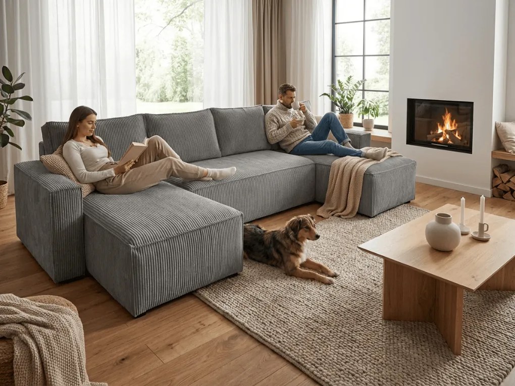 Sivá sedacia súprava do U SMART COSARO 295x140 cm