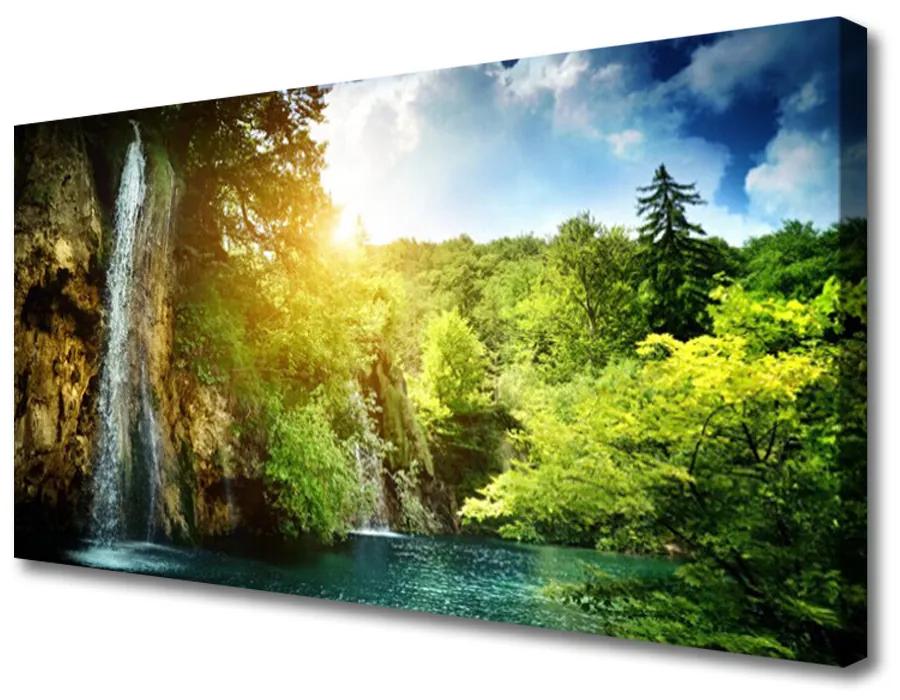 Obraz na plátne Vodopád stromy príroda 140x70 cm