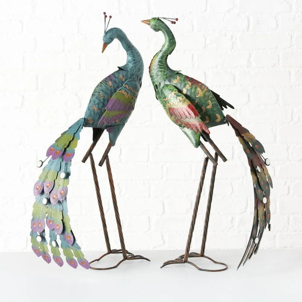 Záhradná kovová figúrka Peafowl, 78 cm, modrá