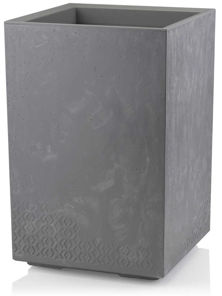 PLASTOVÝ KVETINÁČ NA KOLIESKACH BETONIQUE 60X40X40 CM IMITÁCIA BETÓNU SIVÁ