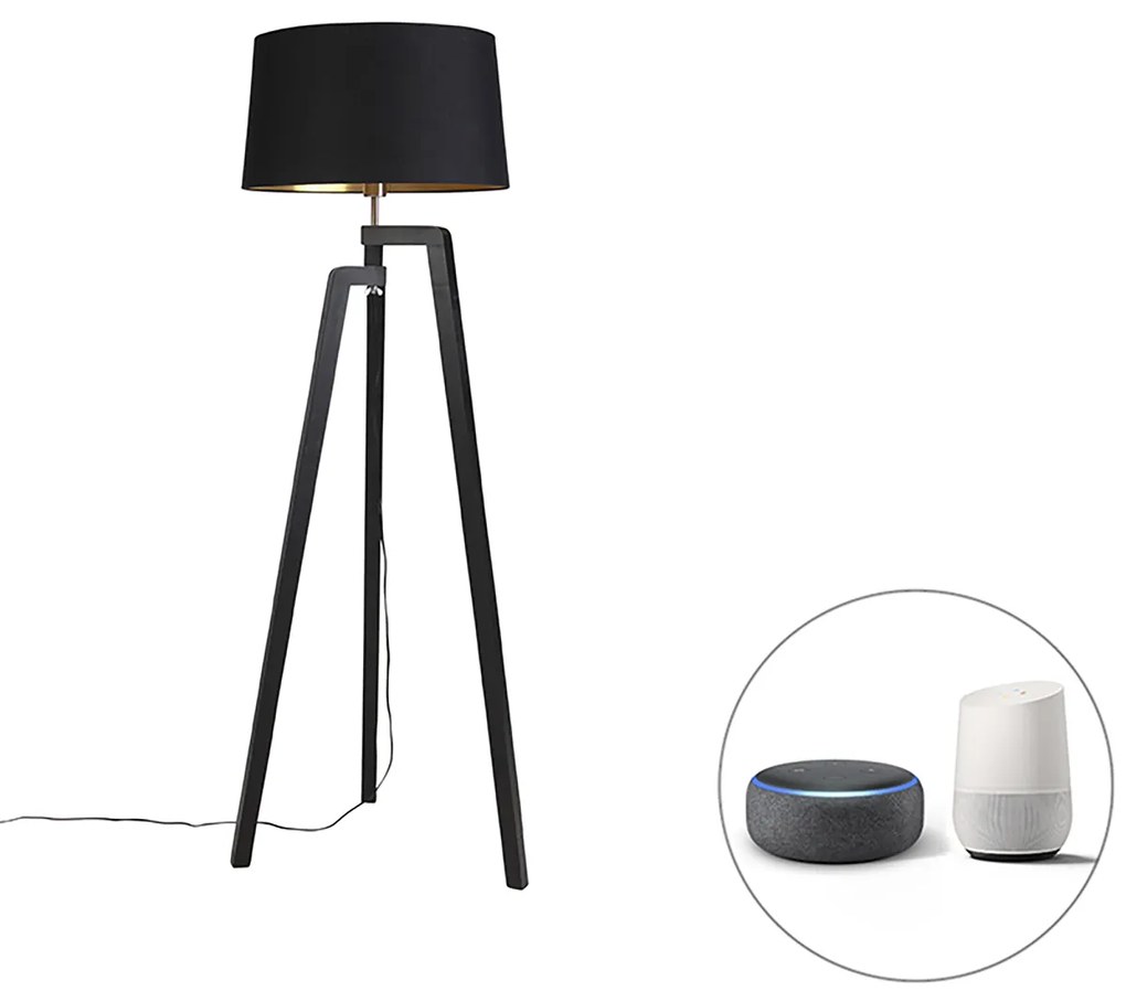 Inteligentná stojaca lampa s tienidlom čierna so zlatom 50 cm vrátane WiFi A60 - Puros