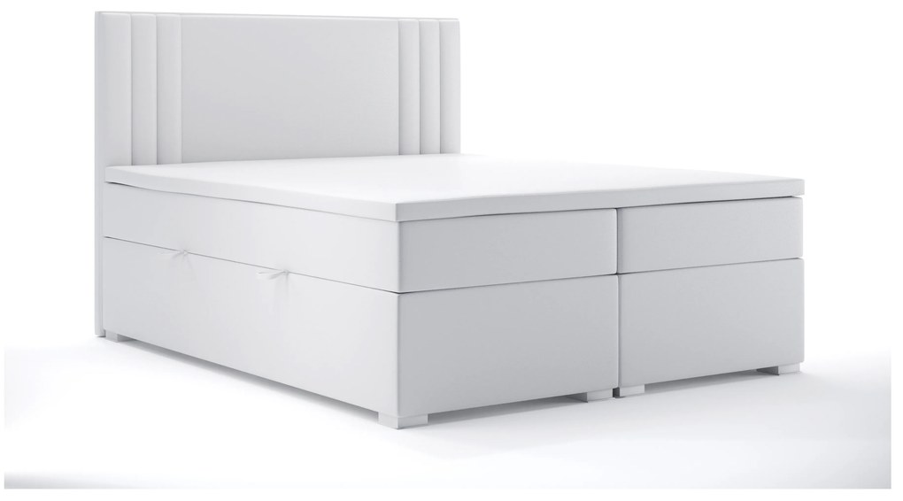 Manželská posteľ Boxspring 180 cm Morcano (biela ekokoža) (s úložným priestorom). Akcia -20%. Vlastná spoľahlivá doprava až k Vám domov. 1044270