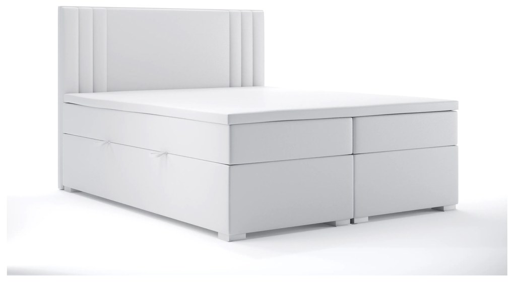 Manželská posteľ Boxspring 180 cm Morcano (biela ekokoža) (s úložným priestorom). Akcia -21%. Vlastná spoľahlivá doprava až k Vám domov. 1044270