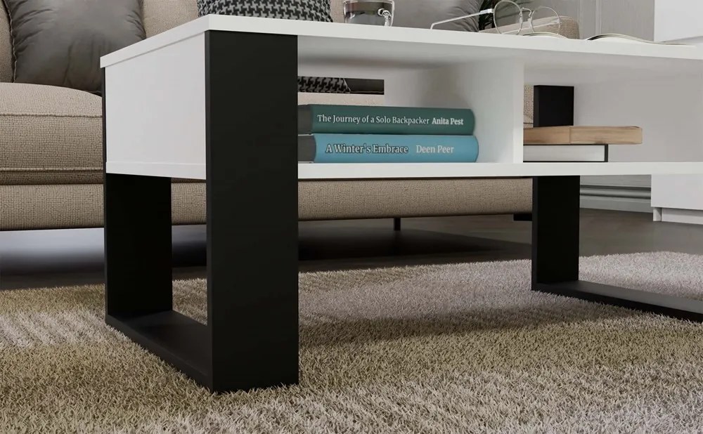 Konferenčný stolík Lawa MODERN 2P biely/čierny