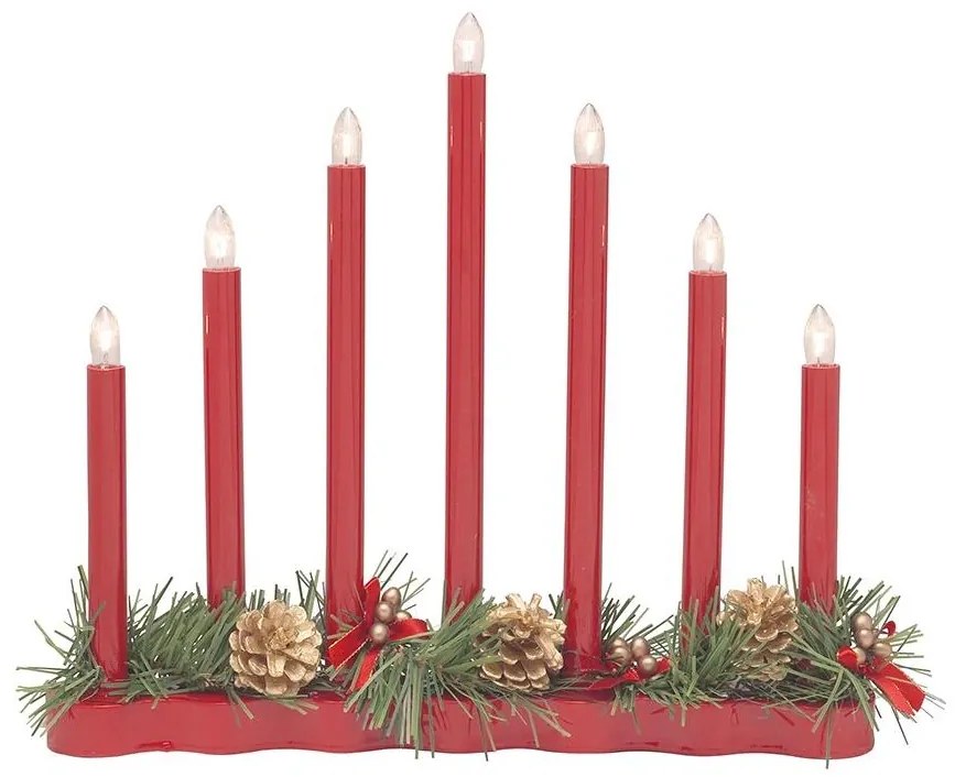 Markslöjd 704018 - Vianočný svietnik HOL 7xE10/0,06W/230V červená