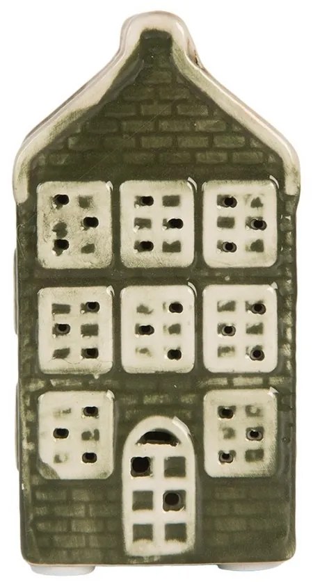 Zelený keramický LED domček Lamont - 4*4*8 cm