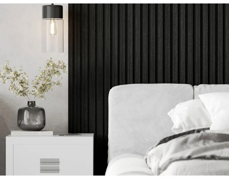 Mexen Lam-F, akustické stenové lamely 275 × 30 cm, plstený podklad 8 mm, technická dyha, dub čierny striebristý, S105-275307-3015-025