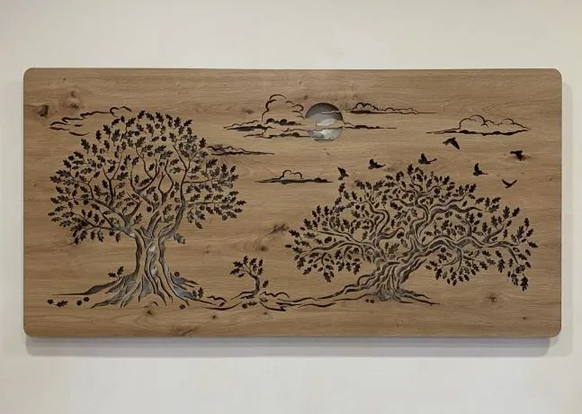 Led obraz strom Tri duby na batériu