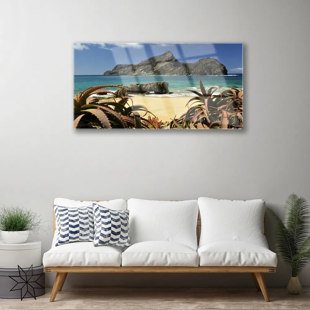 Skleneny obraz Pláž more skala príroda 120x60 cm