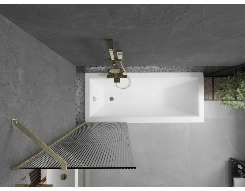 Mexen Next, 1-krídlová vaňová zástena 60 x 150 cm, 6mm sklo Ribs, zlatá matná, 895-060-000-00-09-55