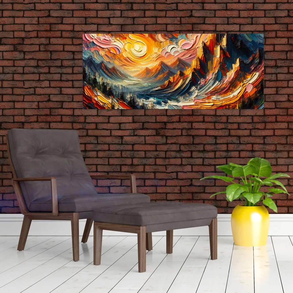 Obraz - Hory zalité slnkom (120x50 cm)