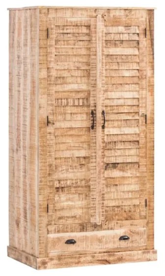 furniture-nabytek.cz - Masívna šatní skriňa Caribou z mangového dreva, lakovaná, prírodná farba – 90×60×180 cm