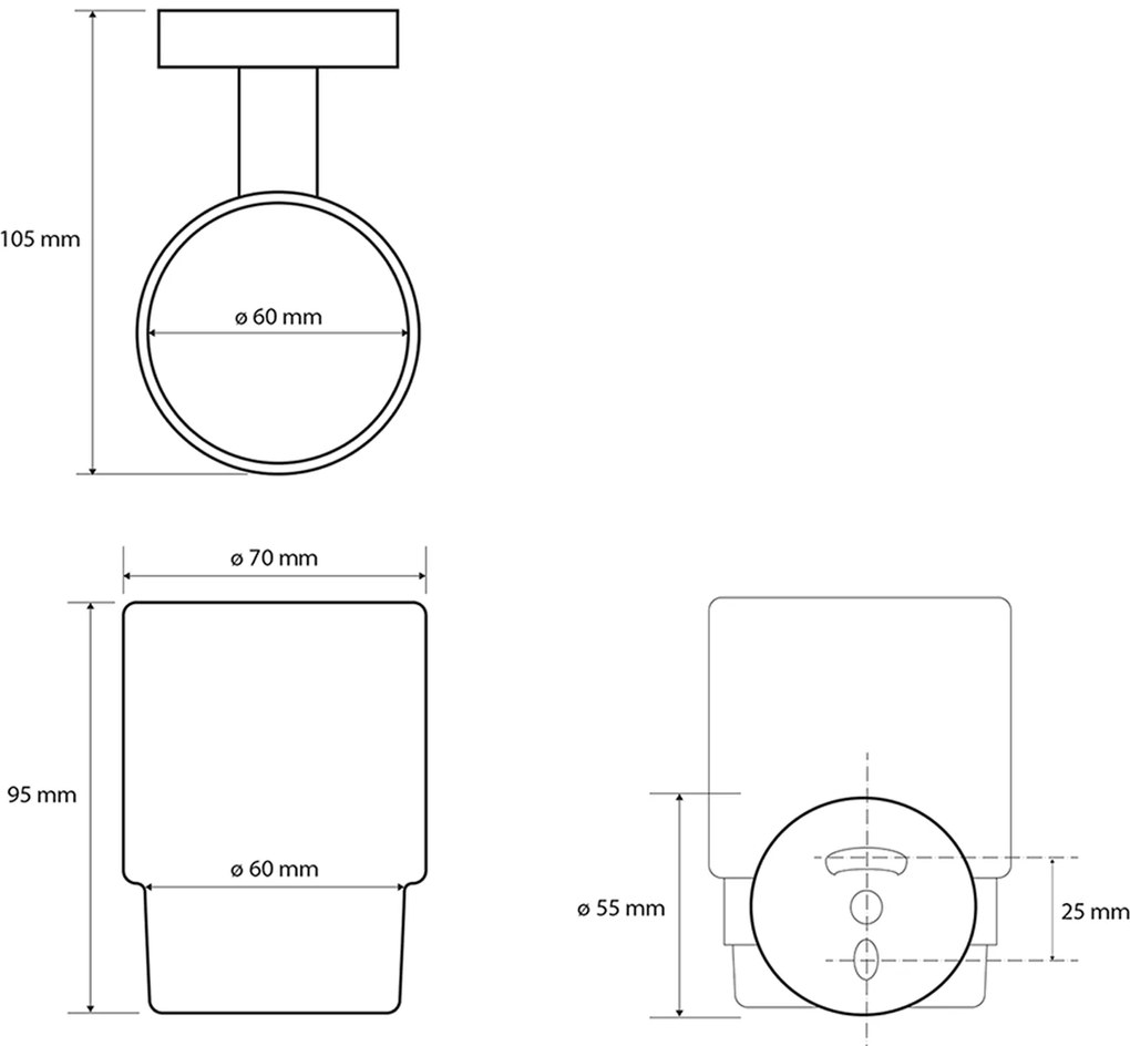 Sapho Sapho, X-ROUND WHITE pohár závesný, mliečne sklo, biela mat, XR903W