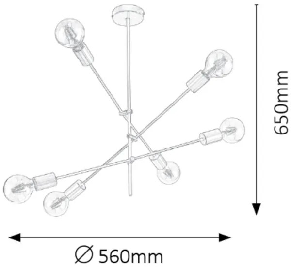 Rabalux 2104 - Luster na tyči LANNY 6xE27/15W/230V