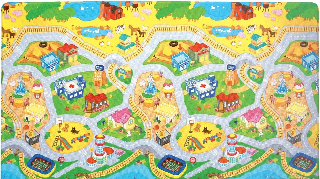 Obojstranný protišmykový koberec Moje mesto – na von aj na doma, 140x230, detská izba
