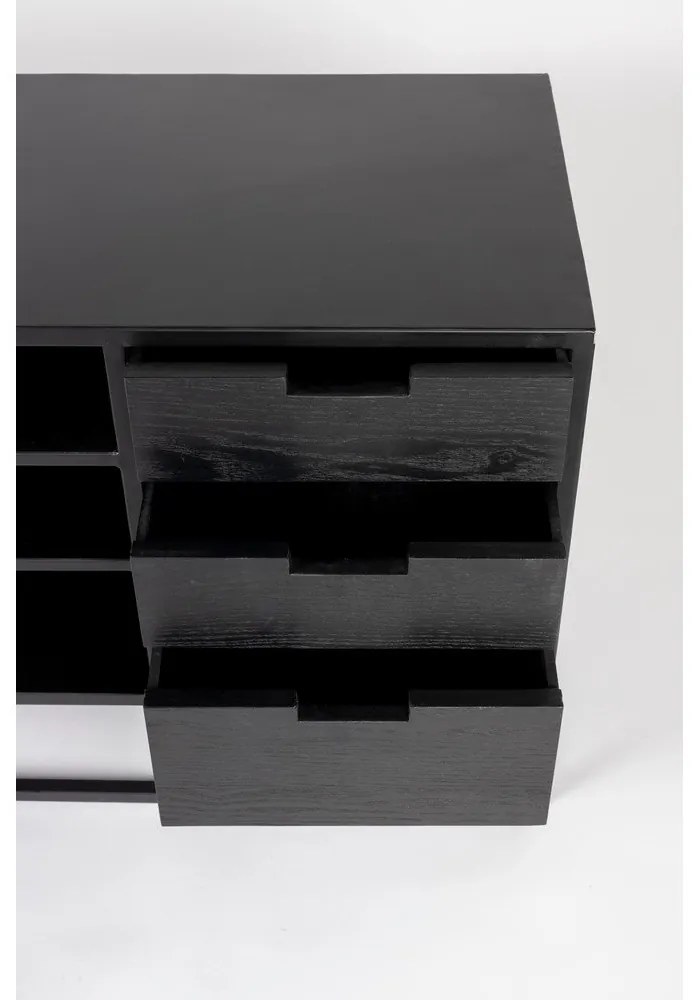 Čierny ratanový TV stolík 38x55 cm Guuji – White Label