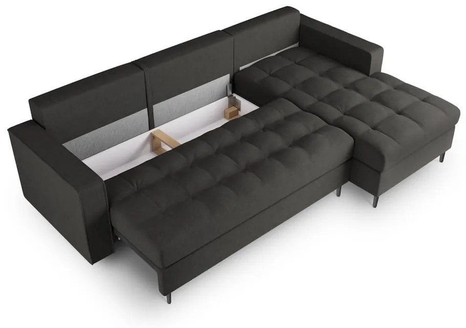 Tmavosivá rozkladacia rohová pohovka Milo Casa Santo, pravý roh