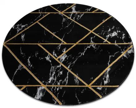 Koberec okrúhly EMERALD exkluzívne 2000 glamour, štýlový mramor, geometrický čierna / zlato Veľkosť: kruh 160 cm