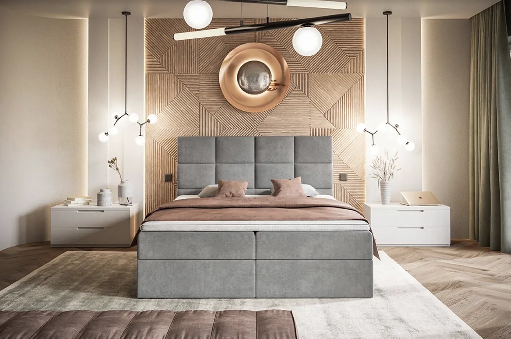 PROXIMA.store - Kontinentálna boxspring posteľ NIKKI ROZMER: 160 x 200 cm, TYP MATRACA: BONELLOVÉ PRUŽINY, VRCHNÝ MATRAC (TOPPER): BEZ TOPPERU