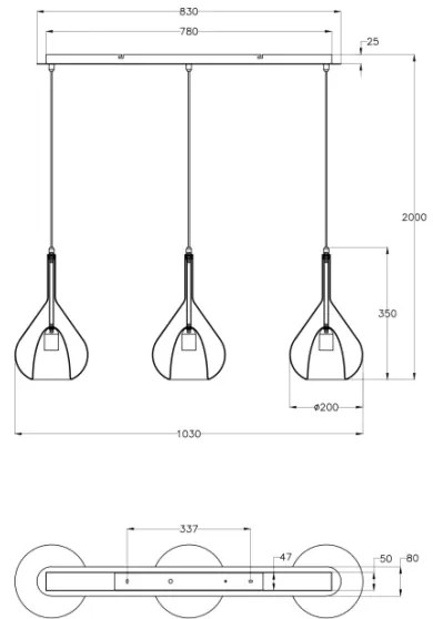 Fabas Luce 3481-48-297 - Luster na lanku LILA 3xE27/40W/230V číra/zlatá/šedá