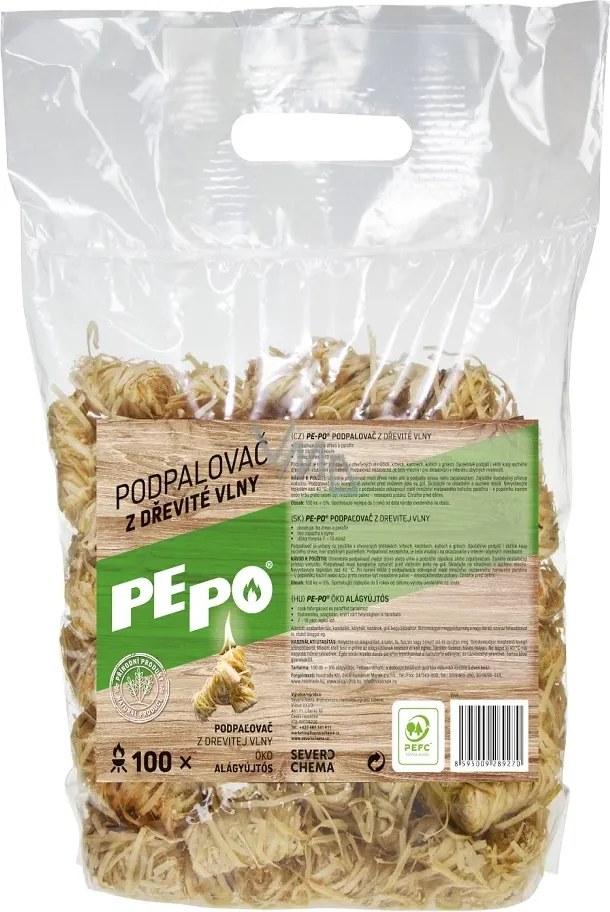 PE-PO Podpaľovač z drevnej vlny 100 ks