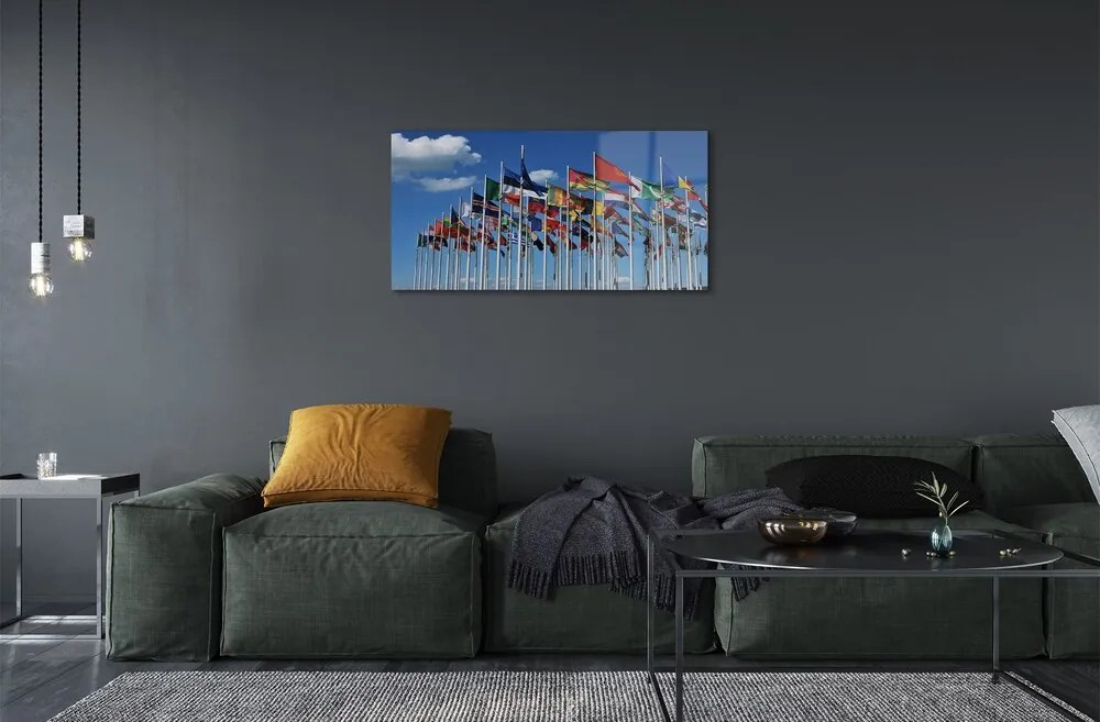 Sklenený obraz rôzne vlajky 100x50 cm
