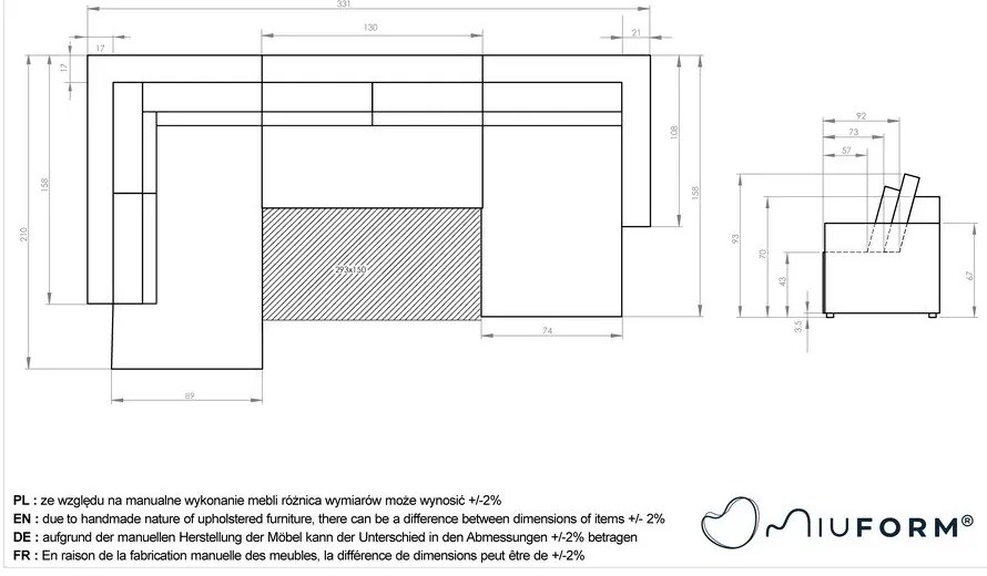 Krémovobiela rozkladacia rohová pohovka (do "U") Homely Tommy – Miuform