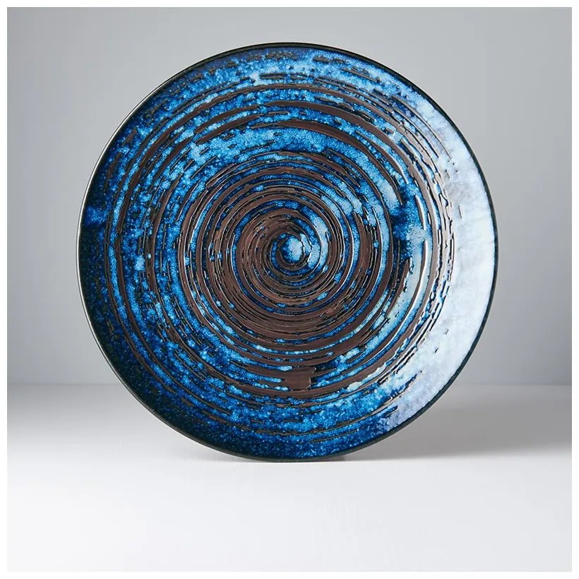 Modrý keramický tanier Mij Copper Swirl, ø 29 cm
