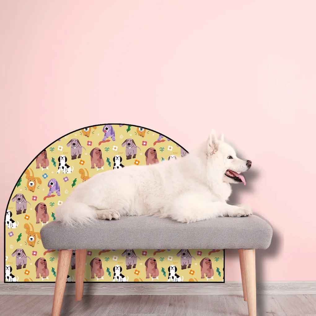 PIPPER. Ochranná textilná nálepka na stenu - Oblúk - Farebné psy Veľkosť: 83x60cm, Motív: bez mena