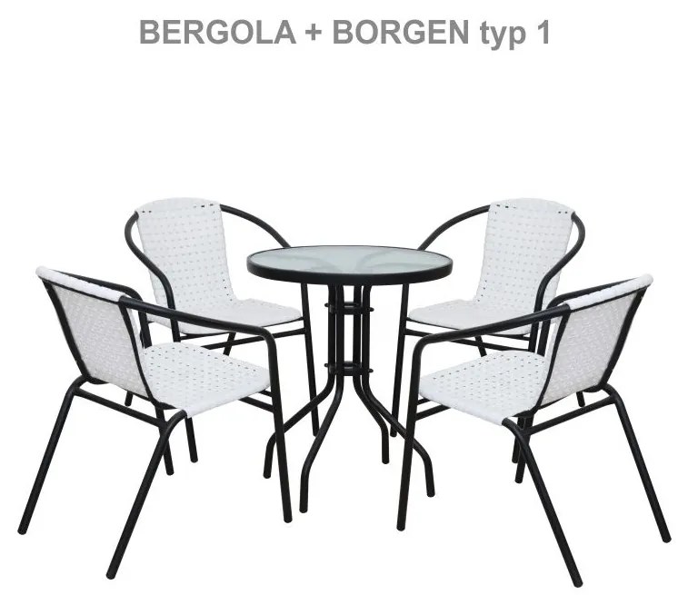 Záhradná stolička, biela/čierna, BERGOLA