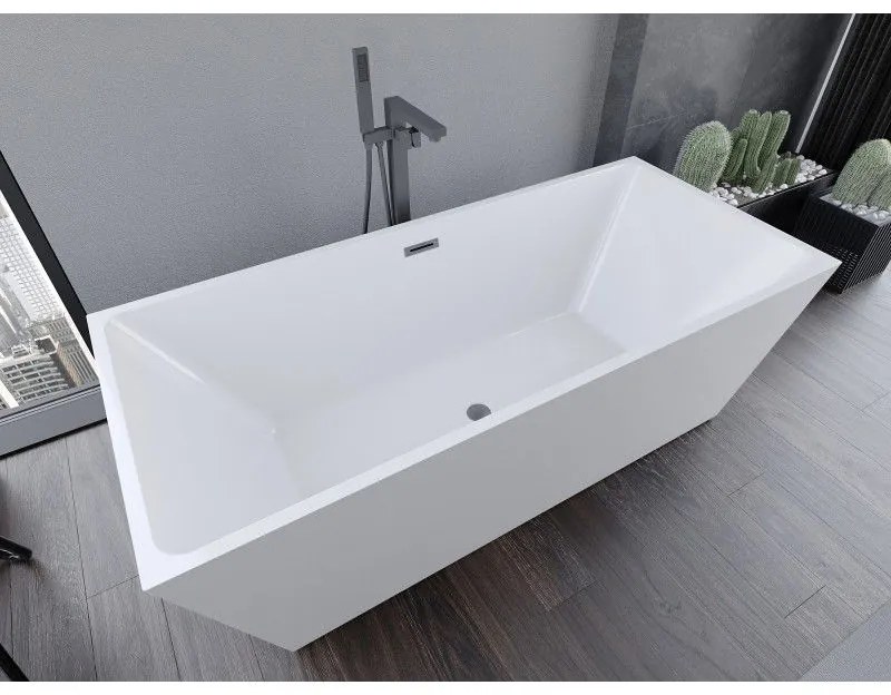 Mexen Lita, voľne stojaca vaňa 170 x 75 cm, biela, brúsený grafit prepad, 52121707500-95