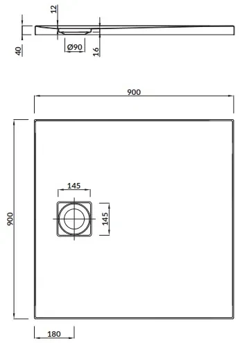 Cersanit TAKO SLIM sprchová vanička 90x90x4 cm + sifón, biela, S601-122