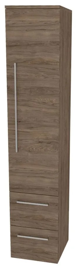 Mereo Bino, kúpeľňová skrinka vysoká 163 cm, pravá, Multidecor, Dark Rockford Hic, MER-CN698DRH1