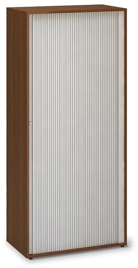 Vysoká skriňa ProOffice, žalúziové dvere 80 x 45 x 178 cm, orech