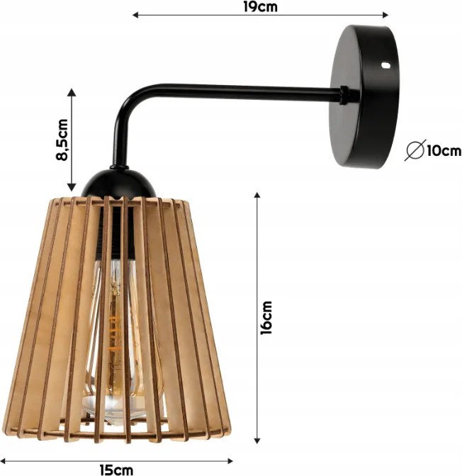 Nástenné LED svietidlo 1x E27 LOFT edison LED nad zrkadlo drevený kužeľ