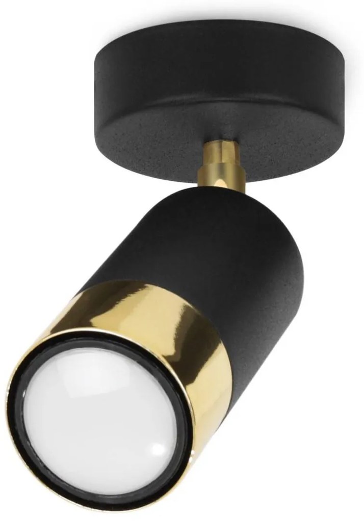 Bodové svietidlo Hugo, 1x čierne/zlaté kovové tienidlo, (možnosť polohovania)