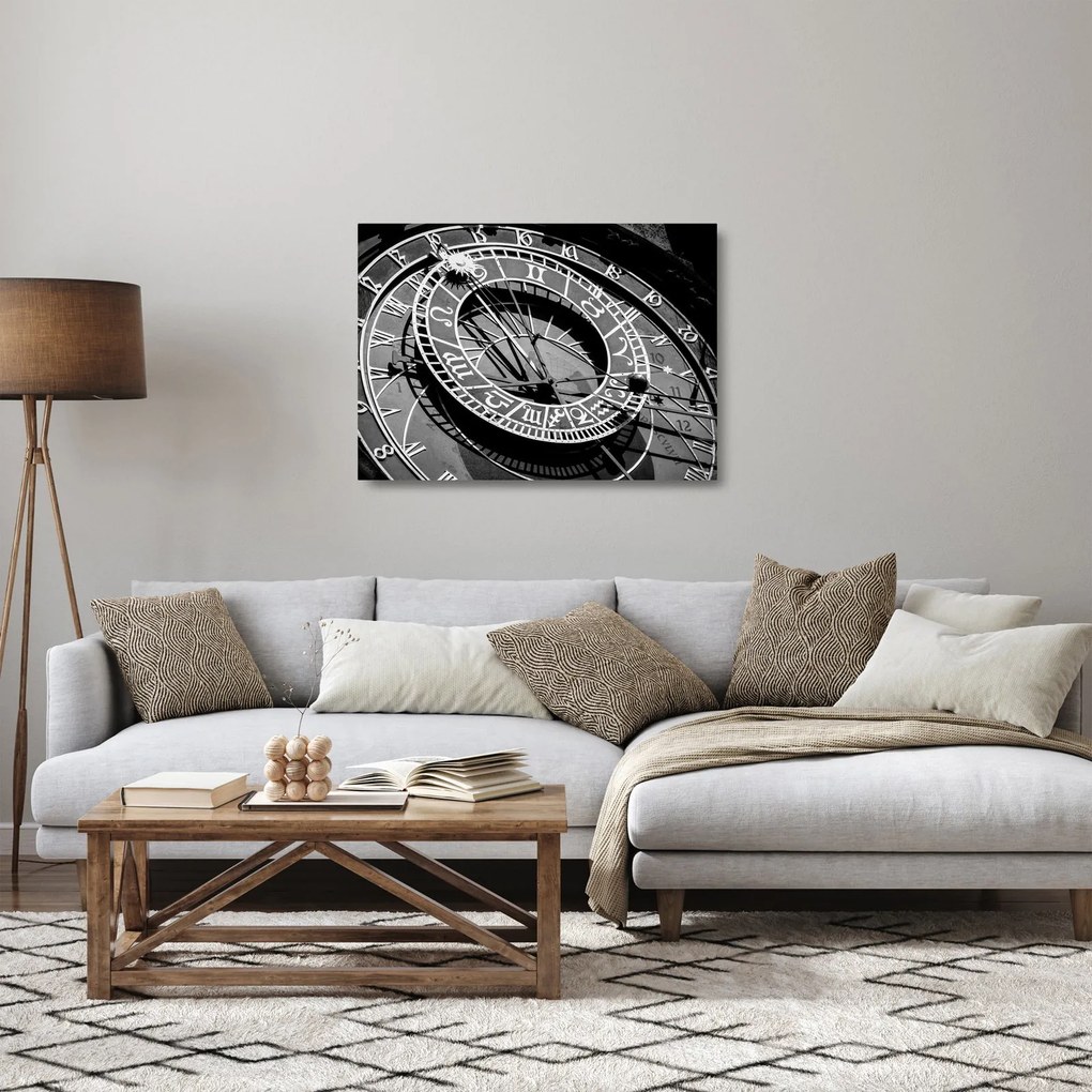 Sklenený obraz - Astronomické hodiny, Praha, Česká Republika (70x50 cm)