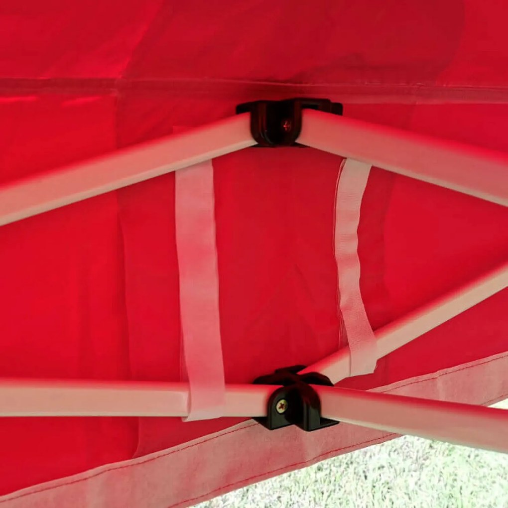 BRIMO Skladací altánok 3x3 m na Oslavy: Nepremokavá Ochrana a Bleskové Zloženie - s 3 stenami - Červená 9