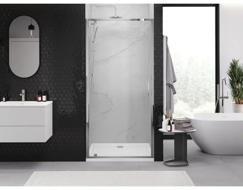 Mexen Exo, 1-krídlové sprchové dvere do otvoru 70 cm, 6mm číre sklo, chrómový profil, 8181-070-000-01-00