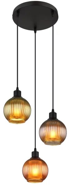 Globo 15638-3 - Luster na lanku ZUMBA 3xE27/25W/230V pr. 36 cm meď/zelená/modrá