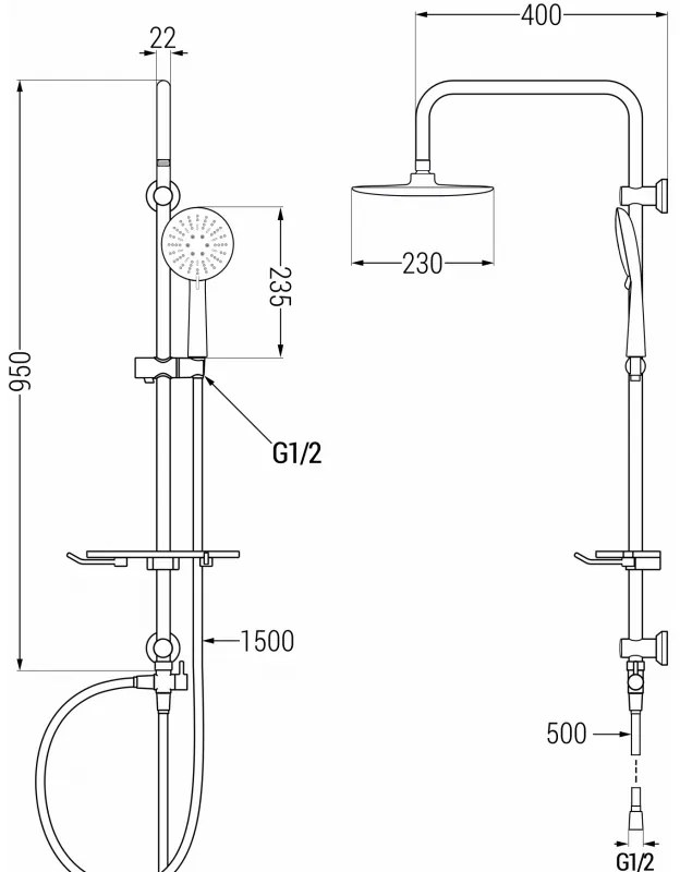 Mexen sprchový set X67 s hornou hlavicou 230 mm, čierna, 798676791-70