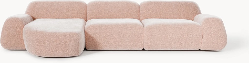 Modulárna plyšová rohová pohovka Wolke (4-miestna)