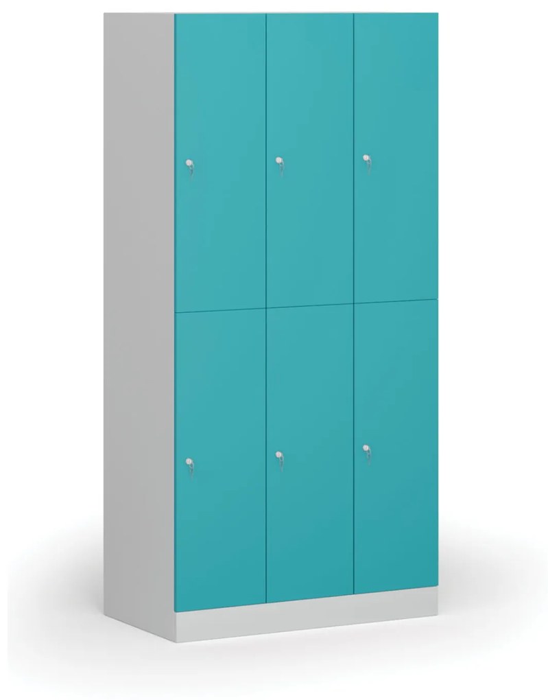 Šatníková skrinka s úložnými boxmi, 6 boxov, 1850 x 900 x 500 mm, cylindrický zámok, zelené dvere
