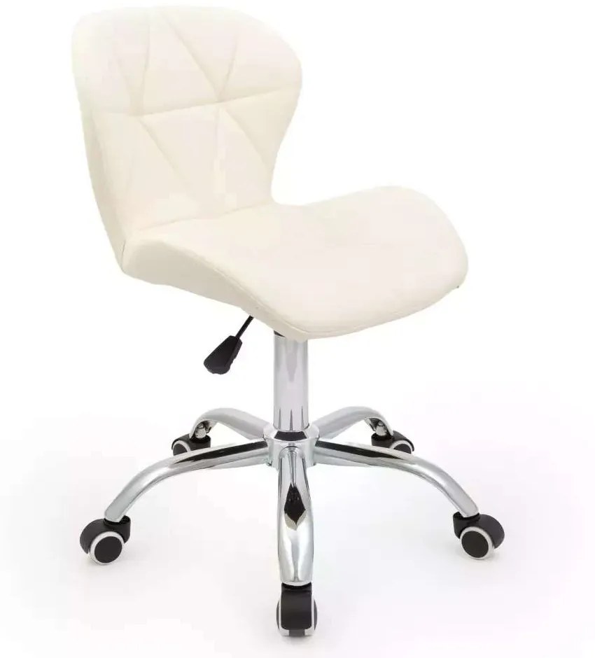 LuxuryForm DESIGN Stolička LIVIO na striebornej podstave s kolieskami - krémová