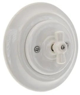 Bohemia-Design - Porcelánový retro otočný vypínač s rámčekom č. 7, biely