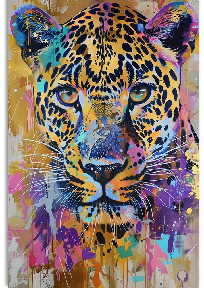 Obraz leopard s imitáciou maľby